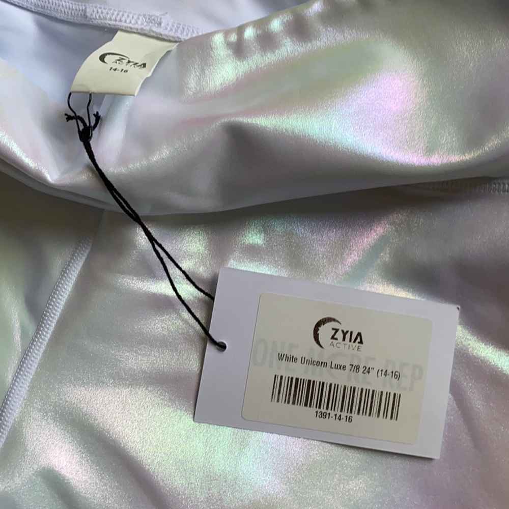 ZYIA Active White Iridescent Unicorn Luxe Leggings Tights 14-16
